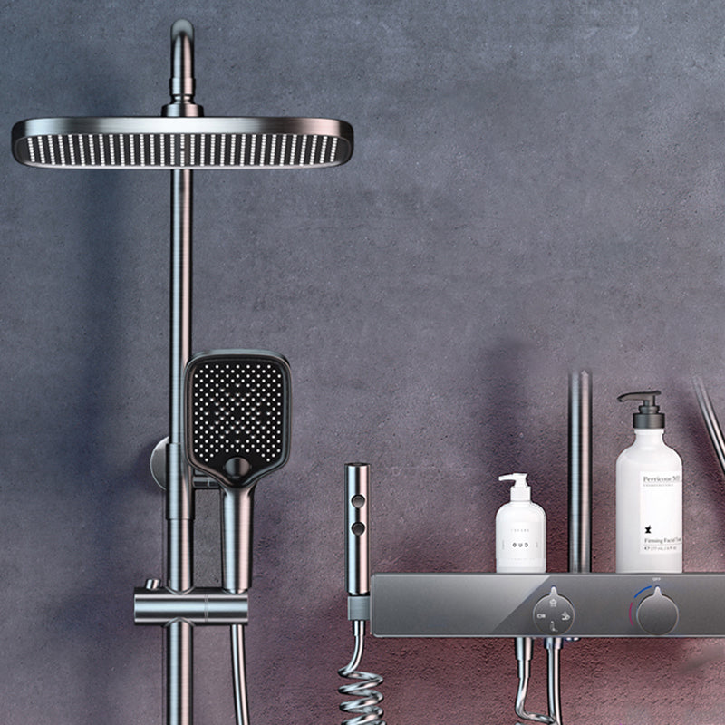 Modern Shower Trim Handheld Shower Head Wall Mounted Rain Shower Head Shower Trim Grey Square Digital Display Not Included Clearhalo 'Bathroom Remodel & Bathroom Fixtures' 'Home Improvement' 'home_improvement' 'home_improvement_shower_faucets' 'Shower Faucets & Systems' 'shower_faucets' 'Showers & Bathtubs Plumbing' 'Showers & Bathtubs' 6881410