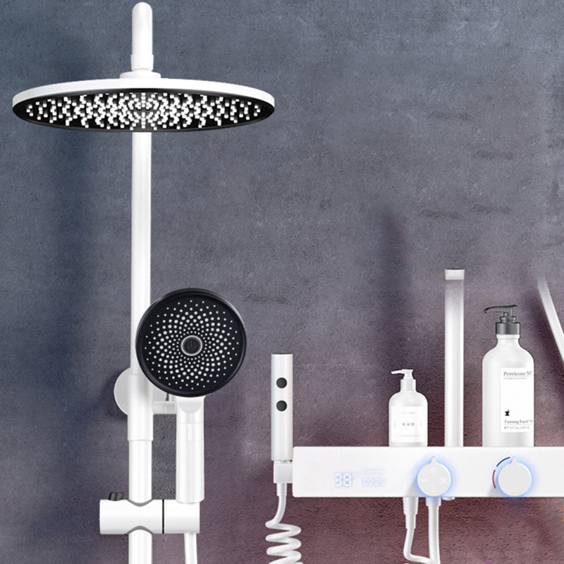 Modern Shower Trim Handheld Shower Head Wall Mounted Rain Shower Head Shower Trim White Round Digital Display Included Clearhalo 'Bathroom Remodel & Bathroom Fixtures' 'Home Improvement' 'home_improvement' 'home_improvement_shower_faucets' 'Shower Faucets & Systems' 'shower_faucets' 'Showers & Bathtubs Plumbing' 'Showers & Bathtubs' 6881418