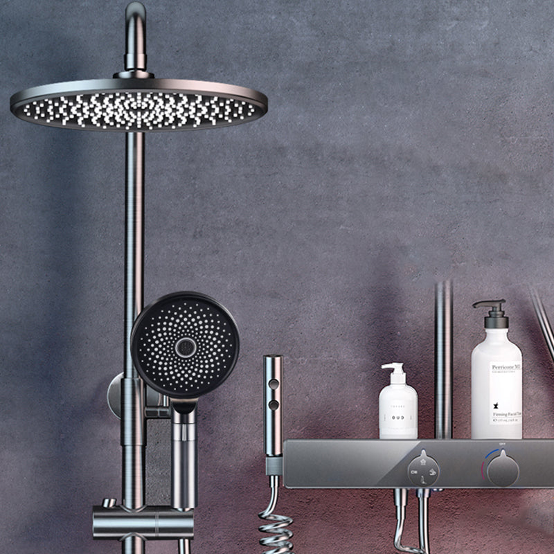 Modern Shower Trim Handheld Shower Head Wall Mounted Rain Shower Head Shower Trim Grey Round Digital Display Not Included Clearhalo 'Bathroom Remodel & Bathroom Fixtures' 'Home Improvement' 'home_improvement' 'home_improvement_shower_faucets' 'Shower Faucets & Systems' 'shower_faucets' 'Showers & Bathtubs Plumbing' 'Showers & Bathtubs' 6881421