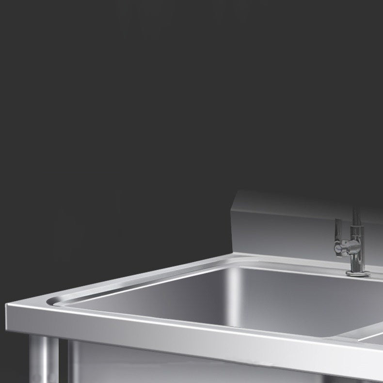 Contemporary Stainless Steel Sink with Strainer Drop-In Kitchen Sink Clearhalo 'Home Improvement' 'home_improvement' 'home_improvement_kitchen_sinks' 'Kitchen Remodel & Kitchen Fixtures' 'Kitchen Sinks & Faucet Components' 'Kitchen Sinks' 'kitchen_sinks' 6881433