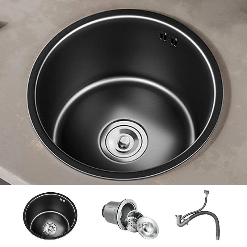 Contemporary Style Round Kitchen Sink Stainless Steel Kitchen Sink Sink Only None Clearhalo 'Home Improvement' 'home_improvement' 'home_improvement_kitchen_sinks' 'Kitchen Remodel & Kitchen Fixtures' 'Kitchen Sinks & Faucet Components' 'Kitchen Sinks' 'kitchen_sinks' 6881446