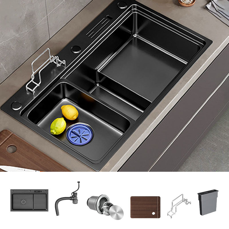 Contemporary Style Kitchen Sink Stainless Steel Kitchen Double Sink Sink Only None Clearhalo 'Home Improvement' 'home_improvement' 'home_improvement_kitchen_sinks' 'Kitchen Remodel & Kitchen Fixtures' 'Kitchen Sinks & Faucet Components' 'Kitchen Sinks' 'kitchen_sinks' 6881461