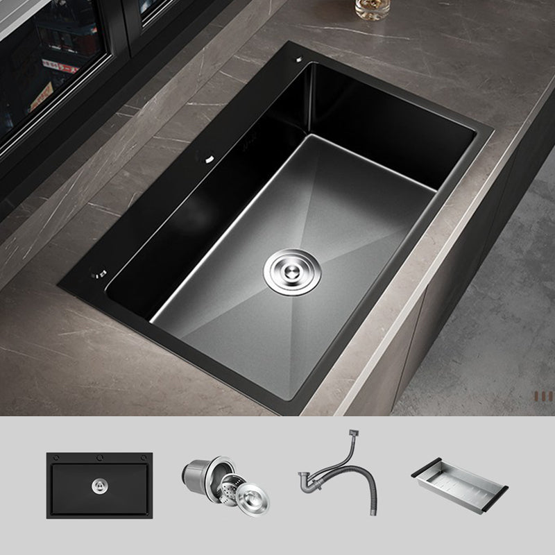 Stainless Steel Kitchen Sink Drop-In Install Kitchen Sink in Black Sink Only None Clearhalo 'Home Improvement' 'home_improvement' 'home_improvement_kitchen_sinks' 'Kitchen Remodel & Kitchen Fixtures' 'Kitchen Sinks & Faucet Components' 'Kitchen Sinks' 'kitchen_sinks' 6881506