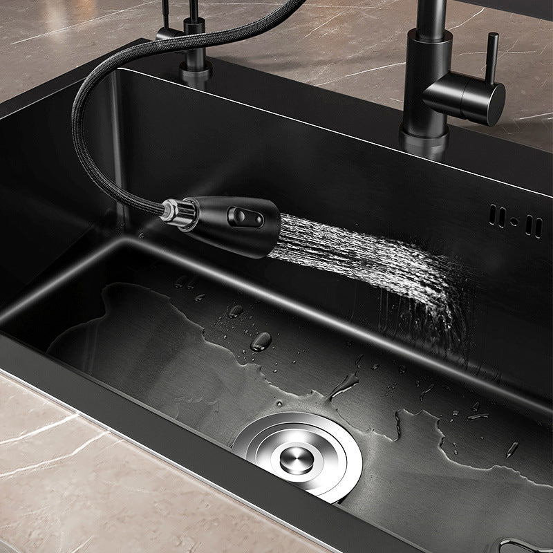 Stainless Steel Kitchen Sink Drop-In Install Kitchen Sink in Black Clearhalo 'Home Improvement' 'home_improvement' 'home_improvement_kitchen_sinks' 'Kitchen Remodel & Kitchen Fixtures' 'Kitchen Sinks & Faucet Components' 'Kitchen Sinks' 'kitchen_sinks' 6881512