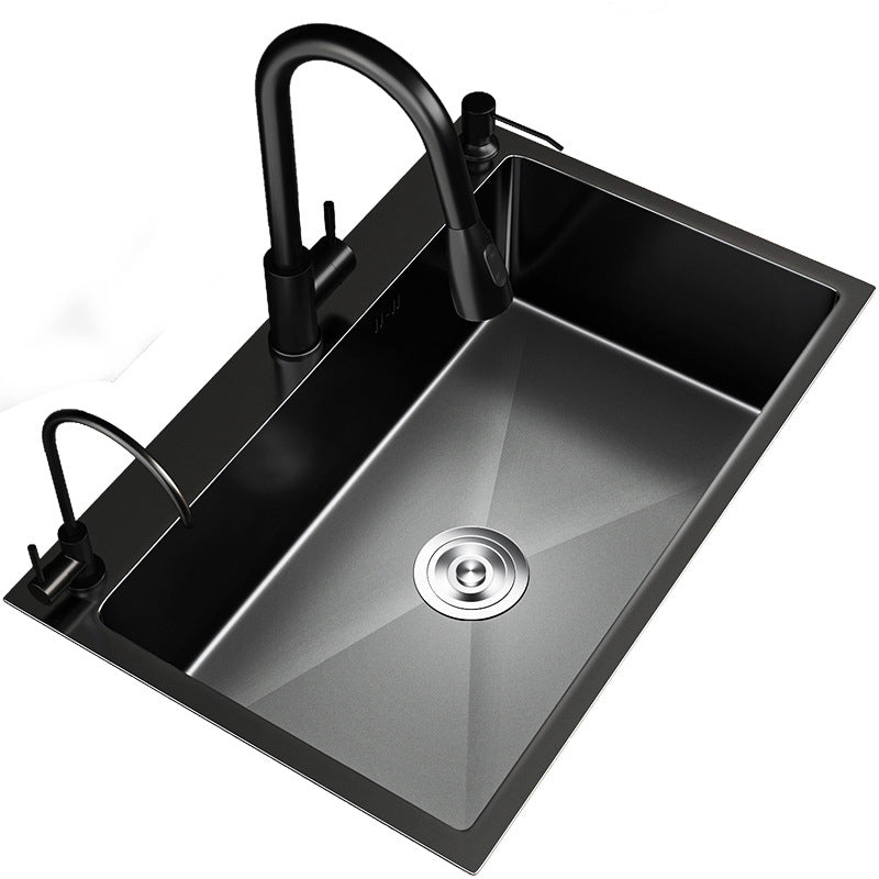 Stainless Steel Kitchen Sink Drop-In Install Kitchen Sink in Black Clearhalo 'Home Improvement' 'home_improvement' 'home_improvement_kitchen_sinks' 'Kitchen Remodel & Kitchen Fixtures' 'Kitchen Sinks & Faucet Components' 'Kitchen Sinks' 'kitchen_sinks' 6881514