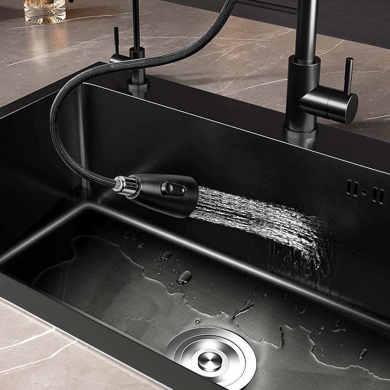 Stainless Steel Kitchen Sink Drop-In Install Kitchen Sink in Black Clearhalo 'Home Improvement' 'home_improvement' 'home_improvement_kitchen_sinks' 'Kitchen Remodel & Kitchen Fixtures' 'Kitchen Sinks & Faucet Components' 'Kitchen Sinks' 'kitchen_sinks' 6881515
