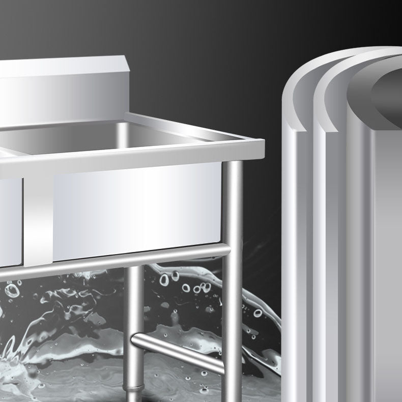 Classic Triple Bowl Sink Solid Color Stainless Steel Kitchen Sink with Faucets Clearhalo 'Home Improvement' 'home_improvement' 'home_improvement_kitchen_sinks' 'Kitchen Remodel & Kitchen Fixtures' 'Kitchen Sinks & Faucet Components' 'Kitchen Sinks' 'kitchen_sinks' 6881539