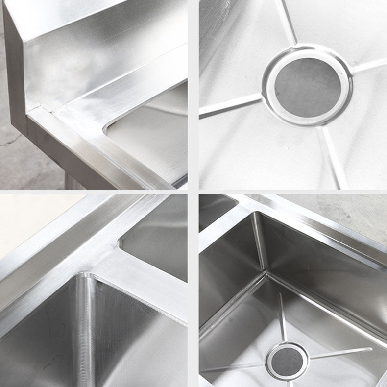 Classic Triple Bowl Sink Solid Color Stainless Steel Kitchen Sink with Faucets Clearhalo 'Home Improvement' 'home_improvement' 'home_improvement_kitchen_sinks' 'Kitchen Remodel & Kitchen Fixtures' 'Kitchen Sinks & Faucet Components' 'Kitchen Sinks' 'kitchen_sinks' 6881540