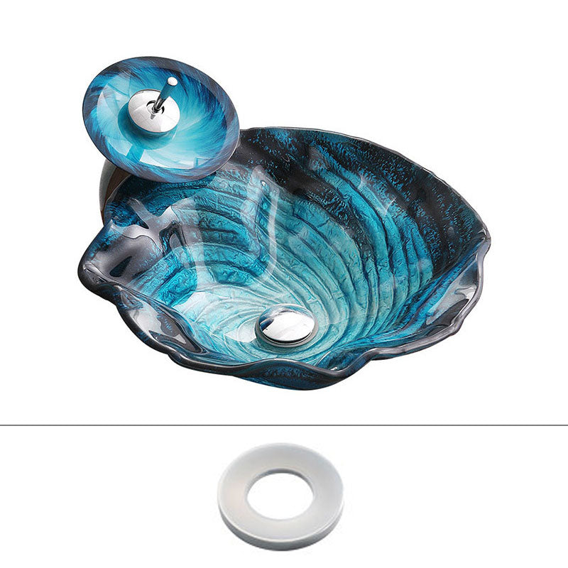 Modern Style Bathroom Sink Tempered Glass Trough Sink with Specialty Shape Sink Clearhalo 'Bathroom Remodel & Bathroom Fixtures' 'Bathroom Sinks & Faucet Components' 'Bathroom Sinks' 'bathroom_sink' 'Home Improvement' 'home_improvement' 'home_improvement_bathroom_sink' 6881646