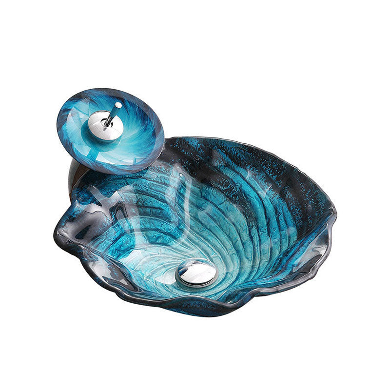 Modern Style Bathroom Sink Tempered Glass Trough Sink with Specialty Shape Clearhalo 'Bathroom Remodel & Bathroom Fixtures' 'Bathroom Sinks & Faucet Components' 'Bathroom Sinks' 'bathroom_sink' 'Home Improvement' 'home_improvement' 'home_improvement_bathroom_sink' 6881651