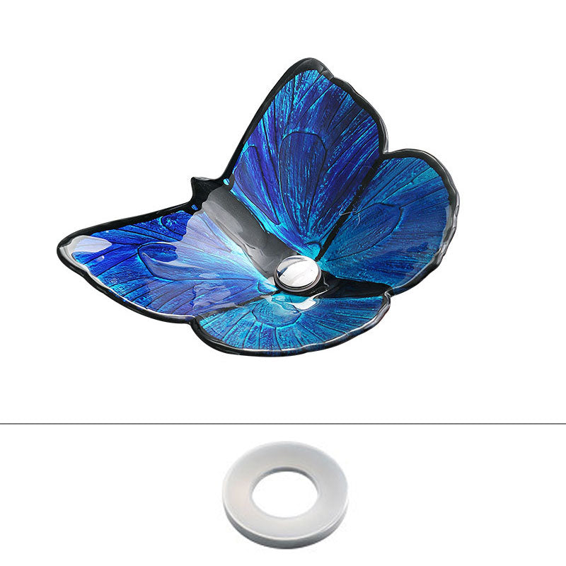 Tempered Glass Bathroom Sink Modern Style Bathroom Sink with Specialty Shape Blue Sink Clearhalo 'Bathroom Remodel & Bathroom Fixtures' 'Bathroom Sinks & Faucet Components' 'Bathroom Sinks' 'bathroom_sink' 'Home Improvement' 'home_improvement' 'home_improvement_bathroom_sink' 6881659