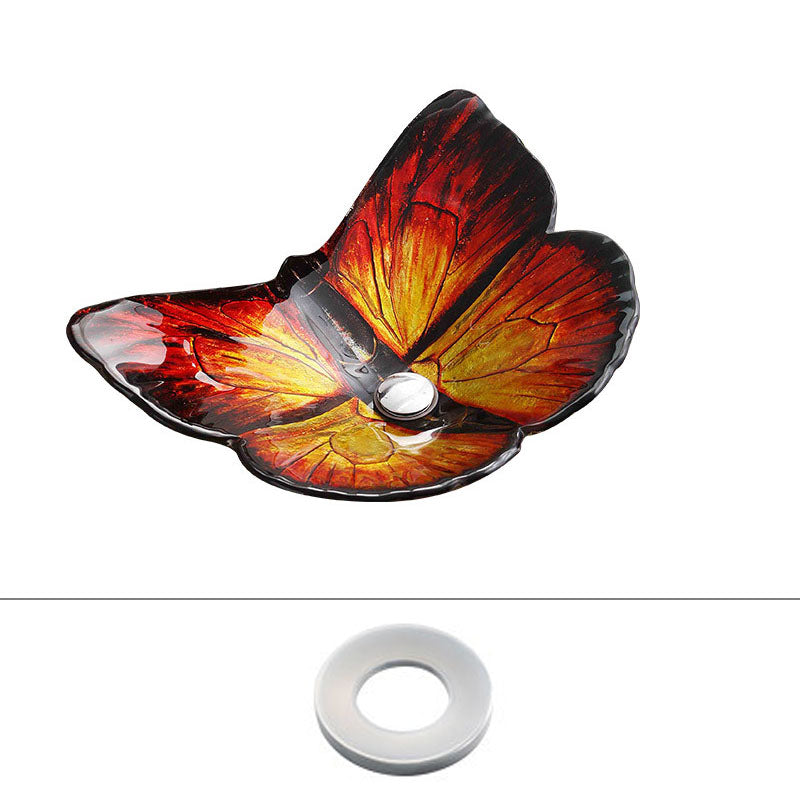 Tempered Glass Bathroom Sink Modern Style Bathroom Sink with Specialty Shape Orange Sink Clearhalo 'Bathroom Remodel & Bathroom Fixtures' 'Bathroom Sinks & Faucet Components' 'Bathroom Sinks' 'bathroom_sink' 'Home Improvement' 'home_improvement' 'home_improvement_bathroom_sink' 6881660