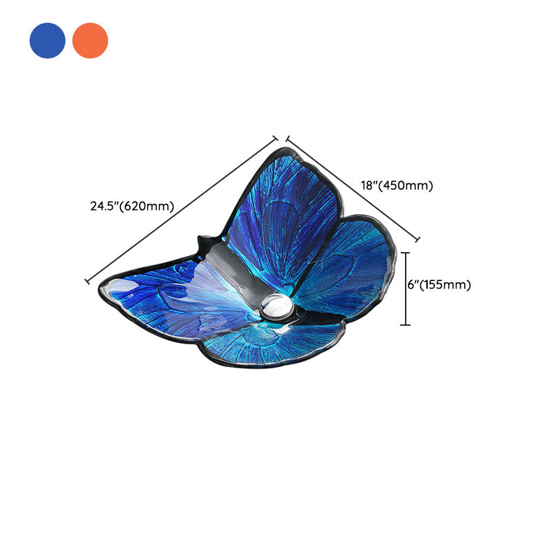 Tempered Glass Bathroom Sink Modern Style Bathroom Sink with Specialty Shape Clearhalo 'Bathroom Remodel & Bathroom Fixtures' 'Bathroom Sinks & Faucet Components' 'Bathroom Sinks' 'bathroom_sink' 'Home Improvement' 'home_improvement' 'home_improvement_bathroom_sink' 6881673