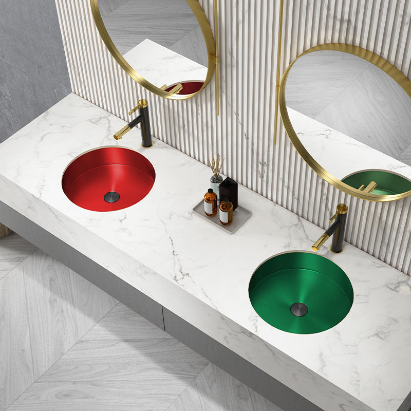 Contemporary Round Wash Stand Ceramic Metal Undermount Bathroom Sink Clearhalo 'Bathroom Remodel & Bathroom Fixtures' 'Bathroom Sinks & Faucet Components' 'Bathroom Sinks' 'bathroom_sink' 'Home Improvement' 'home_improvement' 'home_improvement_bathroom_sink' 6881674