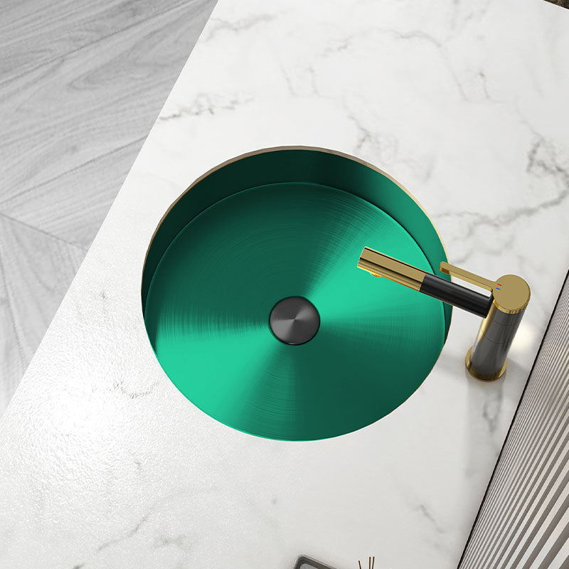 Contemporary Round Wash Stand Ceramic Metal Undermount Bathroom Sink Clearhalo 'Bathroom Remodel & Bathroom Fixtures' 'Bathroom Sinks & Faucet Components' 'Bathroom Sinks' 'bathroom_sink' 'Home Improvement' 'home_improvement' 'home_improvement_bathroom_sink' 6881683