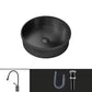 Contemporary Round Wash Stand Ceramic Metal Undermount Bathroom Sink Black Waterdrop Sink with Faucet Clearhalo 'Bathroom Remodel & Bathroom Fixtures' 'Bathroom Sinks & Faucet Components' 'Bathroom Sinks' 'bathroom_sink' 'Home Improvement' 'home_improvement' 'home_improvement_bathroom_sink' 6881684