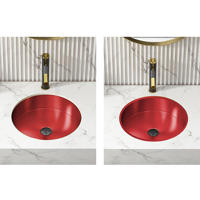 Contemporary Round Wash Stand Ceramic Metal Undermount Bathroom Sink Clearhalo 'Bathroom Remodel & Bathroom Fixtures' 'Bathroom Sinks & Faucet Components' 'Bathroom Sinks' 'bathroom_sink' 'Home Improvement' 'home_improvement' 'home_improvement_bathroom_sink' 6881685