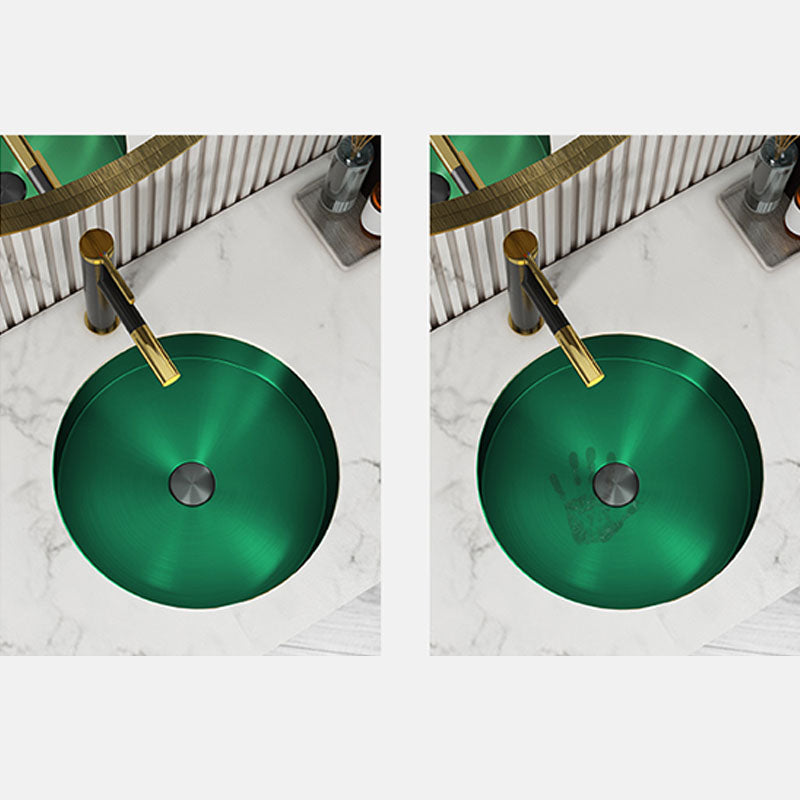 Contemporary Round Wash Stand Ceramic Metal Undermount Bathroom Sink Clearhalo 'Bathroom Remodel & Bathroom Fixtures' 'Bathroom Sinks & Faucet Components' 'Bathroom Sinks' 'bathroom_sink' 'Home Improvement' 'home_improvement' 'home_improvement_bathroom_sink' 6881687