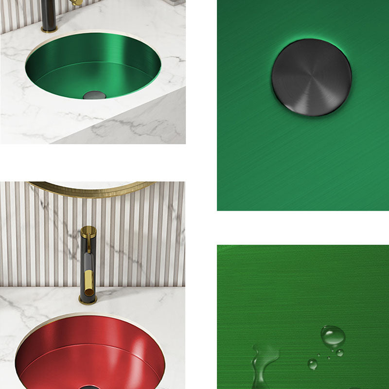 Contemporary Round Wash Stand Ceramic Metal Undermount Bathroom Sink Clearhalo 'Bathroom Remodel & Bathroom Fixtures' 'Bathroom Sinks & Faucet Components' 'Bathroom Sinks' 'bathroom_sink' 'Home Improvement' 'home_improvement' 'home_improvement_bathroom_sink' 6881688