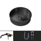 Contemporary Round Wash Stand Ceramic Metal Undermount Bathroom Sink Black Dual Hole Wall-Mounted Faucet Sink with Faucet Clearhalo 'Bathroom Remodel & Bathroom Fixtures' 'Bathroom Sinks & Faucet Components' 'Bathroom Sinks' 'bathroom_sink' 'Home Improvement' 'home_improvement' 'home_improvement_bathroom_sink' 6881690