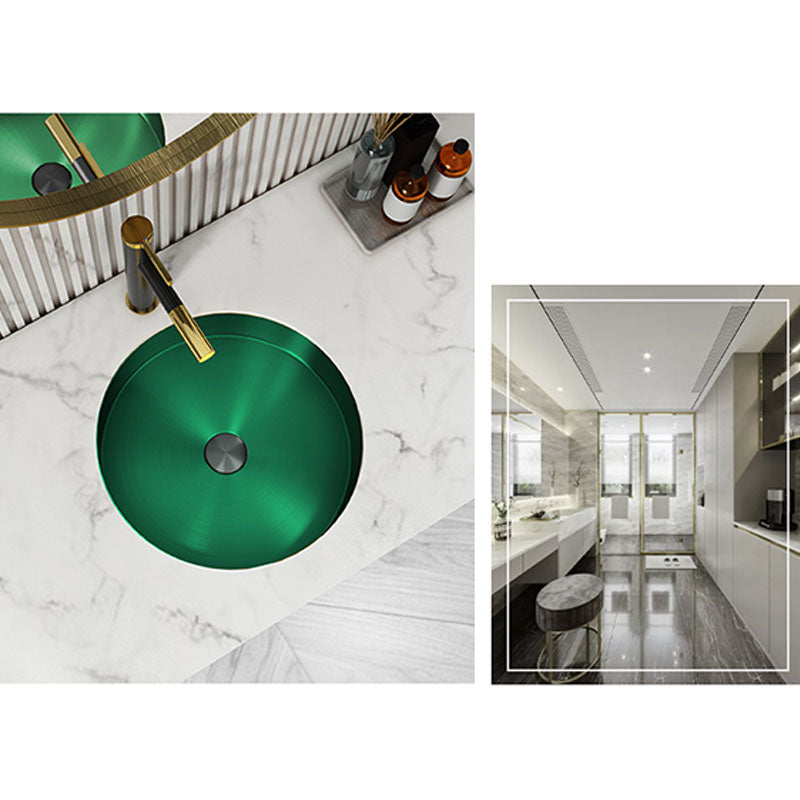 Contemporary Round Wash Stand Ceramic Metal Undermount Bathroom Sink Clearhalo 'Bathroom Remodel & Bathroom Fixtures' 'Bathroom Sinks & Faucet Components' 'Bathroom Sinks' 'bathroom_sink' 'Home Improvement' 'home_improvement' 'home_improvement_bathroom_sink' 6881691