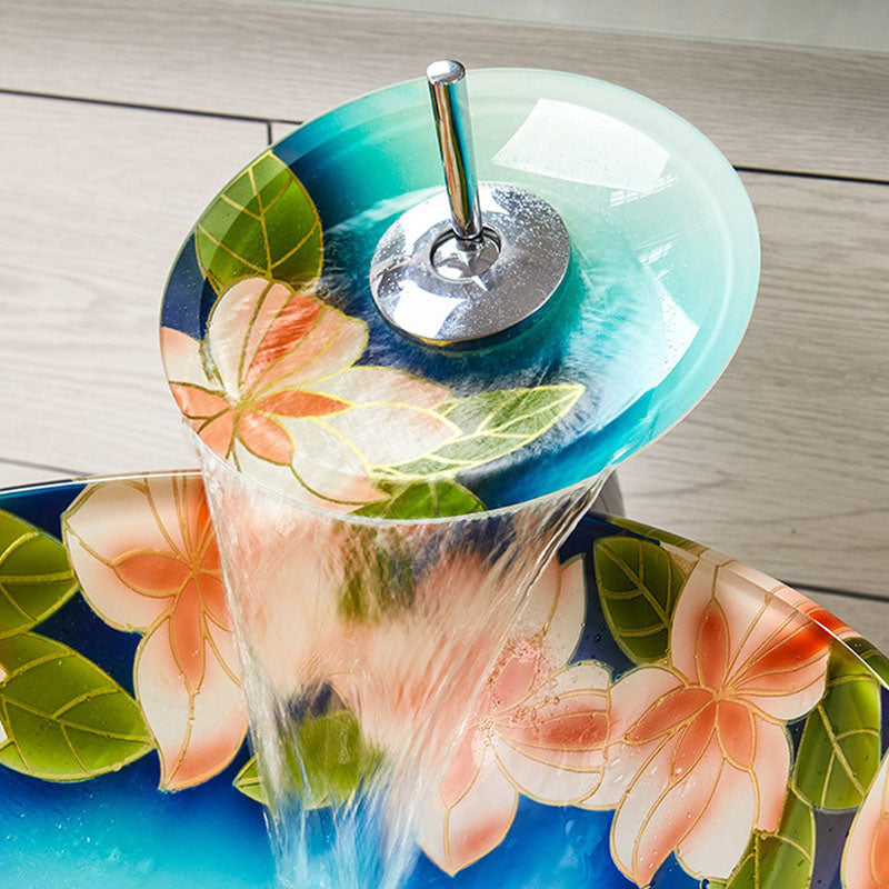 Tempered Glass Bathroom Sink Contemporary Trough Bathroom Sink with Round Shape Clearhalo 'Bathroom Remodel & Bathroom Fixtures' 'Bathroom Sinks & Faucet Components' 'Bathroom Sinks' 'bathroom_sink' 'Home Improvement' 'home_improvement' 'home_improvement_bathroom_sink' 6881711