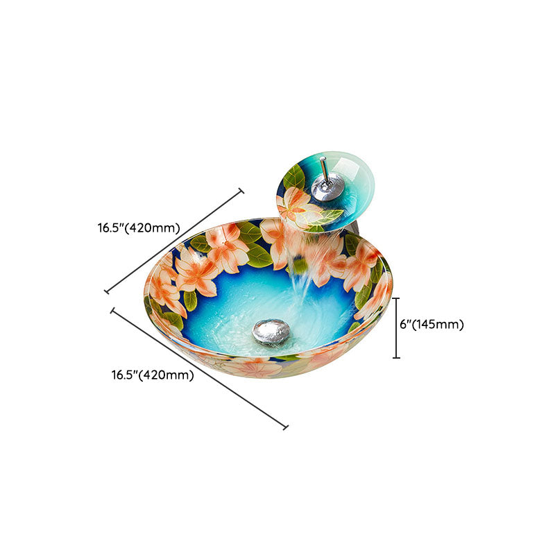 Tempered Glass Bathroom Sink Contemporary Trough Bathroom Sink with Round Shape Clearhalo 'Bathroom Remodel & Bathroom Fixtures' 'Bathroom Sinks & Faucet Components' 'Bathroom Sinks' 'bathroom_sink' 'Home Improvement' 'home_improvement' 'home_improvement_bathroom_sink' 6881719