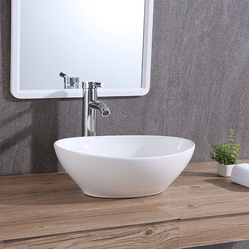 Modern Vessel Bathroom Sink Porcelain Oval Vessel Lavatory Sink(Not Included Faucet) Clearhalo 'Bathroom Remodel & Bathroom Fixtures' 'Bathroom Sinks & Faucet Components' 'Bathroom Sinks' 'bathroom_sink' 'Home Improvement' 'home_improvement' 'home_improvement_bathroom_sink' 6881720