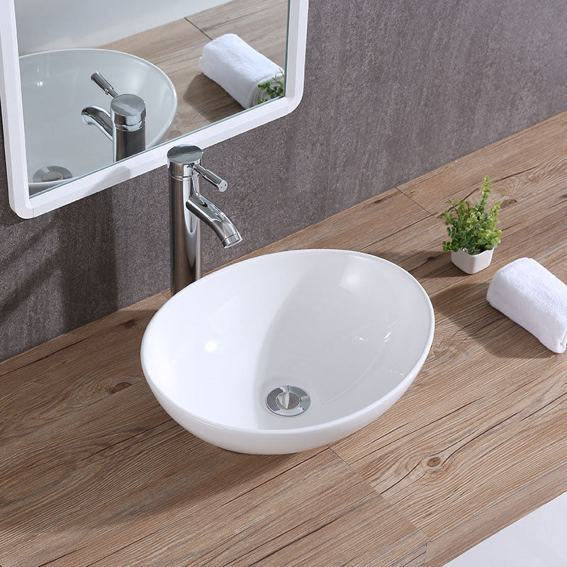 Modern Vessel Bathroom Sink Porcelain Oval Vessel Lavatory Sink(Not Included Faucet) Clearhalo 'Bathroom Remodel & Bathroom Fixtures' 'Bathroom Sinks & Faucet Components' 'Bathroom Sinks' 'bathroom_sink' 'Home Improvement' 'home_improvement' 'home_improvement_bathroom_sink' 6881723