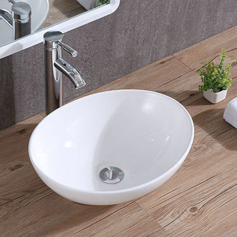 Modern Vessel Bathroom Sink Porcelain Oval Vessel Lavatory Sink(Not Included Faucet) Clearhalo 'Bathroom Remodel & Bathroom Fixtures' 'Bathroom Sinks & Faucet Components' 'Bathroom Sinks' 'bathroom_sink' 'Home Improvement' 'home_improvement' 'home_improvement_bathroom_sink' 6881726