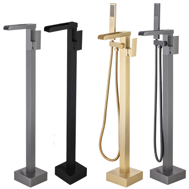 Floor Mounted Metal Freestanding Tub Filler One Handle Freestanding Bathtub Faucet Clearhalo 'Bathroom Remodel & Bathroom Fixtures' 'Bathtub Faucets' 'bathtub_faucets' 'Home Improvement' 'home_improvement' 'home_improvement_bathtub_faucets' 6881797