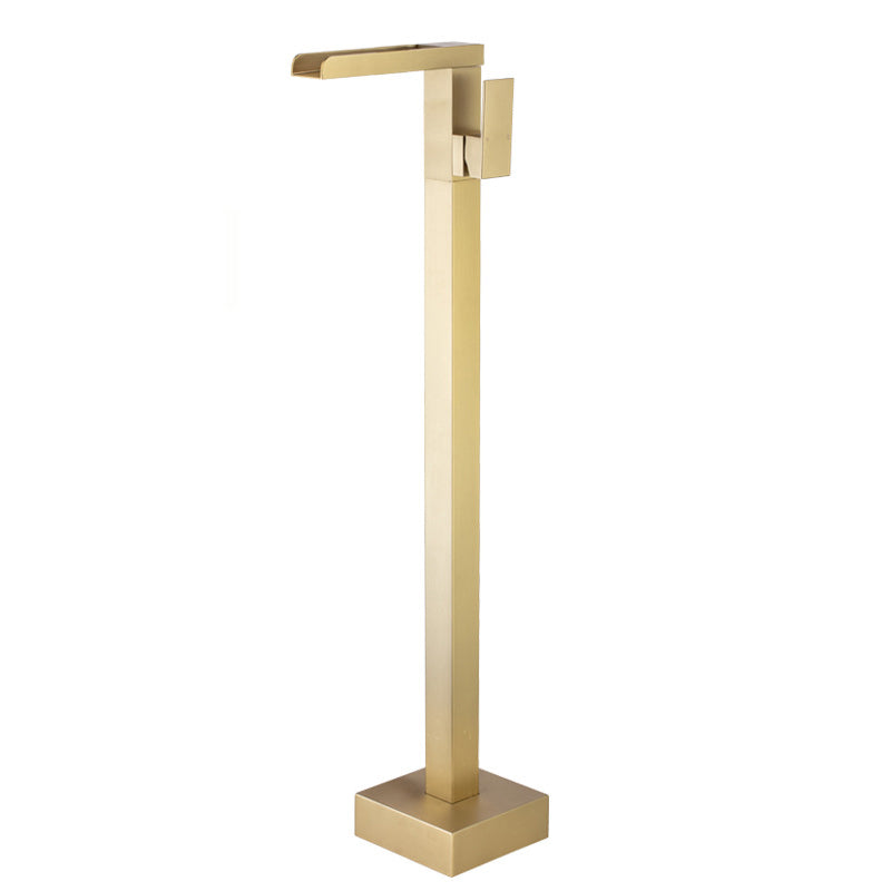 Floor Mounted Metal Freestanding Tub Filler One Handle Freestanding Bathtub Faucet Gold Hand Shower Not Included Ground Clearhalo 'Bathroom Remodel & Bathroom Fixtures' 'Bathtub Faucets' 'bathtub_faucets' 'Home Improvement' 'home_improvement' 'home_improvement_bathtub_faucets' 6881803