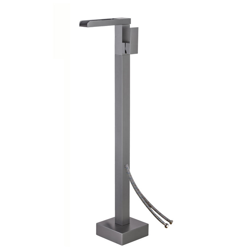 Floor Mounted Metal Freestanding Tub Filler One Handle Freestanding Bathtub Faucet Gun Grey Hand Shower Not Included Wall Clearhalo 'Bathroom Remodel & Bathroom Fixtures' 'Bathtub Faucets' 'bathtub_faucets' 'Home Improvement' 'home_improvement' 'home_improvement_bathtub_faucets' 6881805