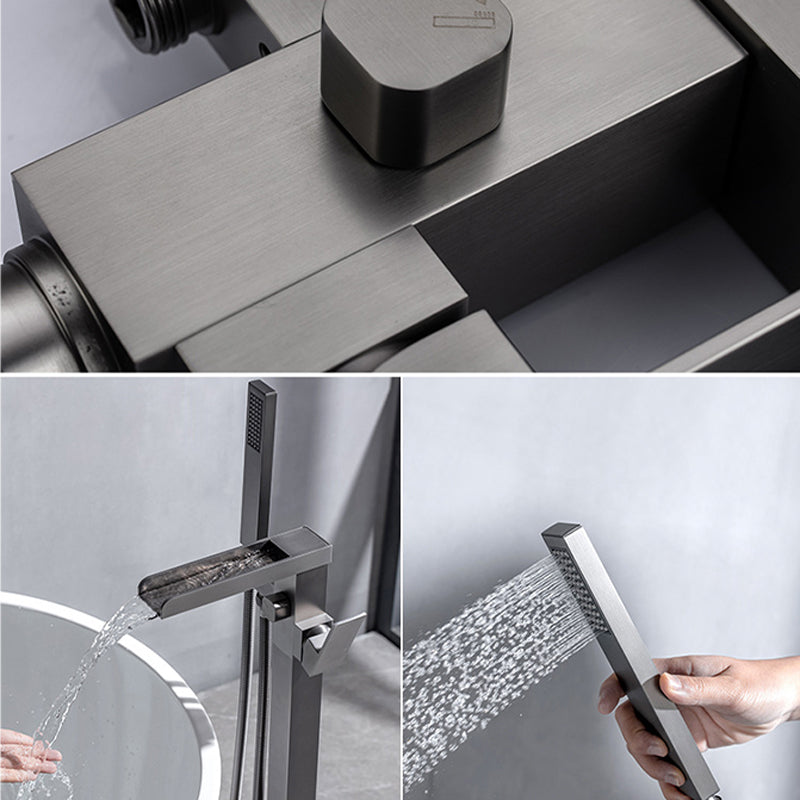 Floor Mounted Metal Freestanding Tub Filler One Handle Freestanding Bathtub Faucet Clearhalo 'Bathroom Remodel & Bathroom Fixtures' 'Bathtub Faucets' 'bathtub_faucets' 'Home Improvement' 'home_improvement' 'home_improvement_bathtub_faucets' 6881812