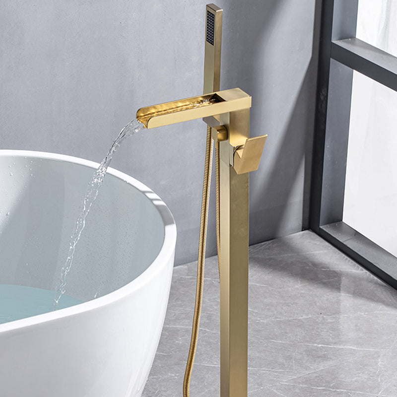 Floor Mounted Metal Freestanding Tub Filler One Handle Freestanding Bathtub Faucet Clearhalo 'Bathroom Remodel & Bathroom Fixtures' 'Bathtub Faucets' 'bathtub_faucets' 'Home Improvement' 'home_improvement' 'home_improvement_bathtub_faucets' 6881820