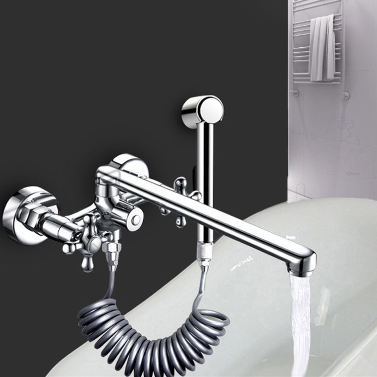 Traditional Style Claw Foot Tub Faucet Copper Floor Mounted Claw Foot Tub Faucet Clearhalo 'Bathroom Remodel & Bathroom Fixtures' 'Bathtub Faucets' 'bathtub_faucets' 'Home Improvement' 'home_improvement' 'home_improvement_bathtub_faucets' 6881833