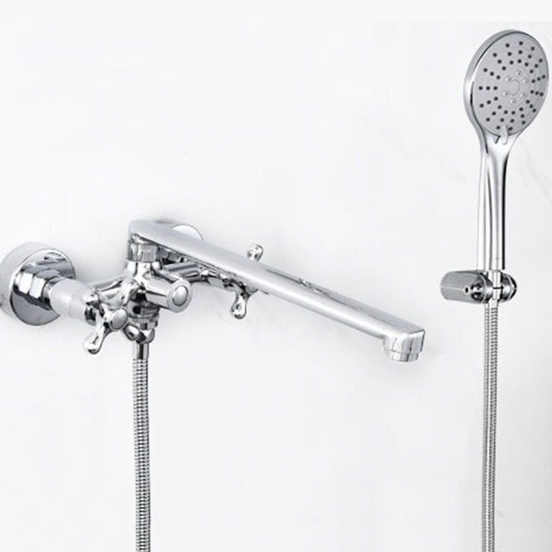 Traditional Style Claw Foot Tub Faucet Copper Floor Mounted Claw Foot Tub Faucet Faucet with Stainless Steel Pipe and Shower Head Clearhalo 'Bathroom Remodel & Bathroom Fixtures' 'Bathtub Faucets' 'bathtub_faucets' 'Home Improvement' 'home_improvement' 'home_improvement_bathtub_faucets' 6881834