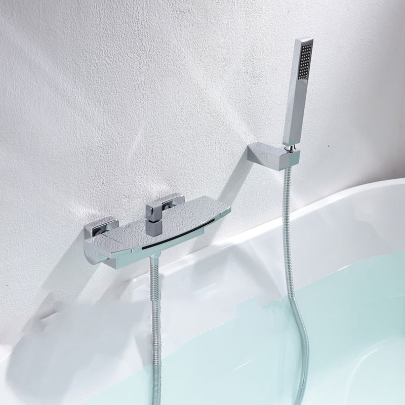 Modern Style Bathtub Faucet Waterfall Handle Style Bathroom Faucet Clearhalo 'Bathroom Remodel & Bathroom Fixtures' 'Bathtub Faucets' 'bathtub_faucets' 'Home Improvement' 'home_improvement' 'home_improvement_bathtub_faucets' 6881872