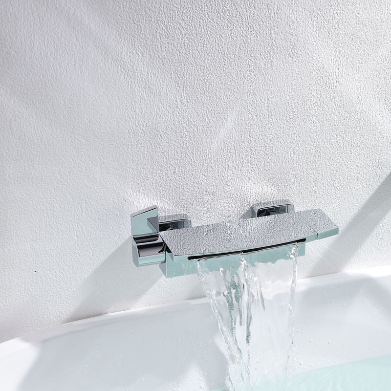 Modern Style Bathtub Faucet Waterfall Handle Style Bathroom Faucet Chrome Hand Shower Not Included Clearhalo 'Bathroom Remodel & Bathroom Fixtures' 'Bathtub Faucets' 'bathtub_faucets' 'Home Improvement' 'home_improvement' 'home_improvement_bathtub_faucets' 6881881