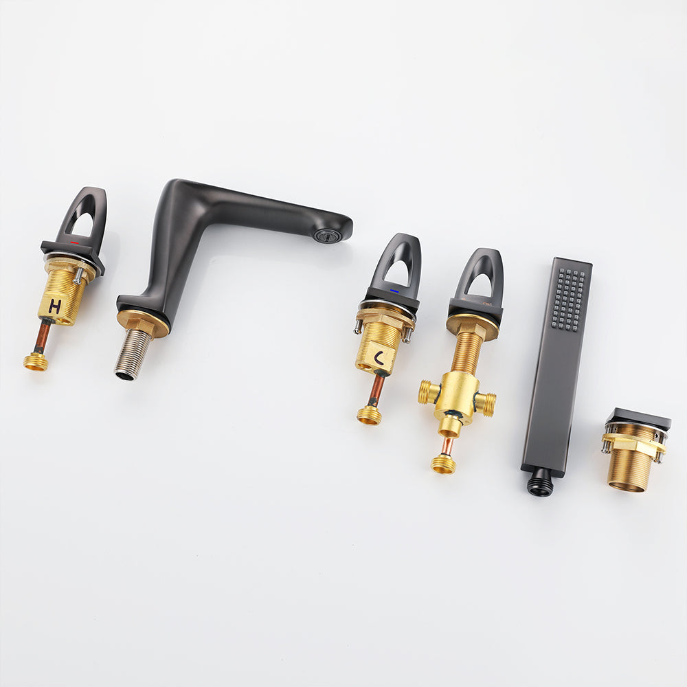 Modern Bathtub Faucet Flush Mounted Shower Head Rod Handle Faucet ...