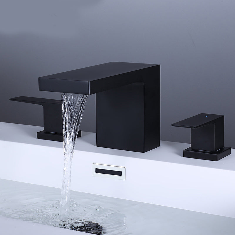 Modern Bathroom Faucet Rod Two-handle Waterfall Bathtub Faucet Black Clearhalo 'Bathroom Remodel & Bathroom Fixtures' 'Bathtub Faucets' 'bathtub_faucets' 'Home Improvement' 'home_improvement' 'home_improvement_bathtub_faucets' 6881902