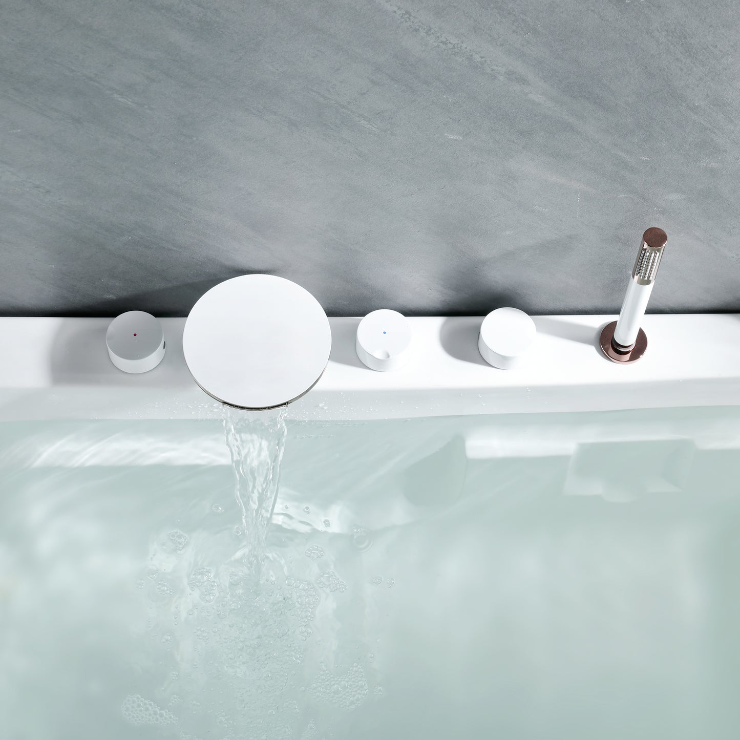 Bathroom Faucet Flush Mount Waterfall Knob Handle Bathtub Faucet Clearhalo 'Bathroom Remodel & Bathroom Fixtures' 'Bathtub Faucets' 'bathtub_faucets' 'Home Improvement' 'home_improvement' 'home_improvement_bathtub_faucets' 6881915