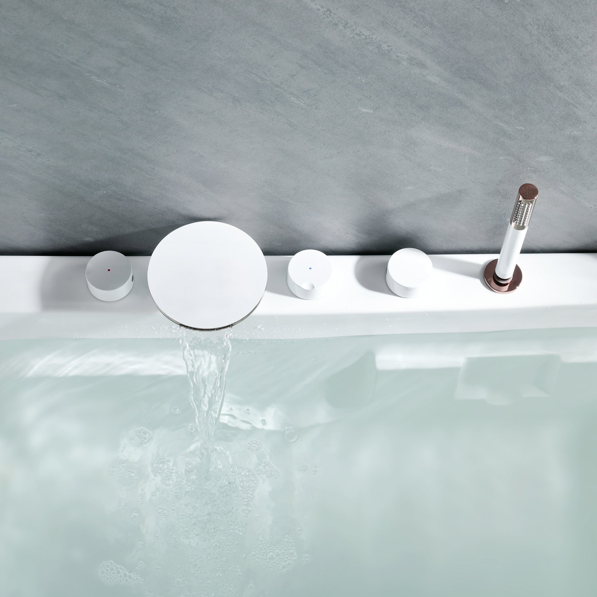 Bathroom Faucet Flush Mount Waterfall Knob Handle Bathtub Faucet Clearhalo 'Bathroom Remodel & Bathroom Fixtures' 'Bathtub Faucets' 'bathtub_faucets' 'Home Improvement' 'home_improvement' 'home_improvement_bathtub_faucets' 6881915