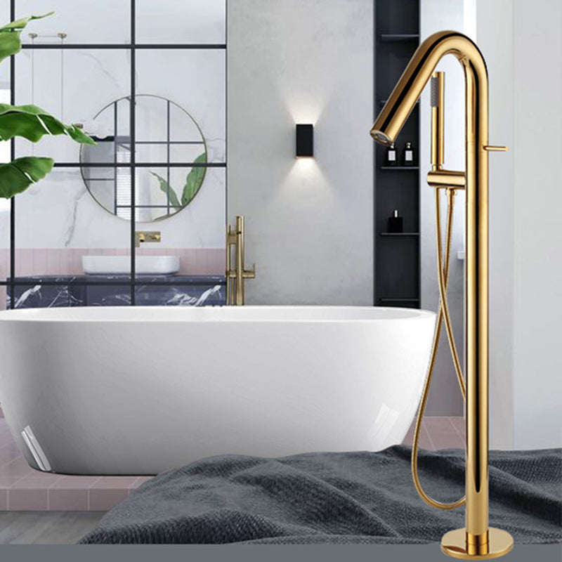 Floor Standing Faucet Bathroom Handheld Shower Head Bathtub Faucet Gold Rre-embedded Clearhalo 'Bathroom Remodel & Bathroom Fixtures' 'Bathtub Faucets' 'bathtub_faucets' 'Home Improvement' 'home_improvement' 'home_improvement_bathtub_faucets' 6881930
