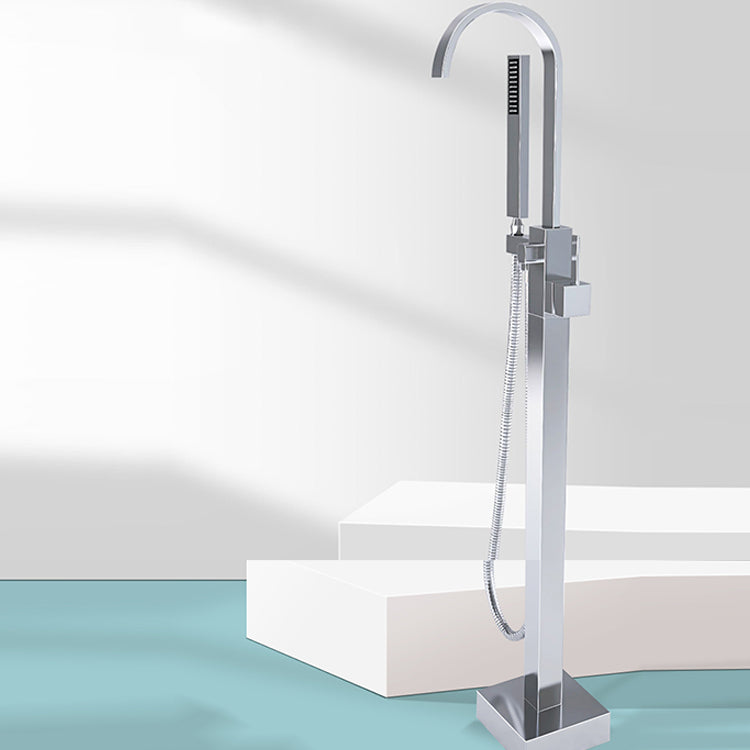Modern Bathroom Faucet Floor Standing Handheld Shower Head Bathtub Faucet Clearhalo 'Bathroom Remodel & Bathroom Fixtures' 'Bathtub Faucets' 'bathtub_faucets' 'Home Improvement' 'home_improvement' 'home_improvement_bathtub_faucets' 6881939
