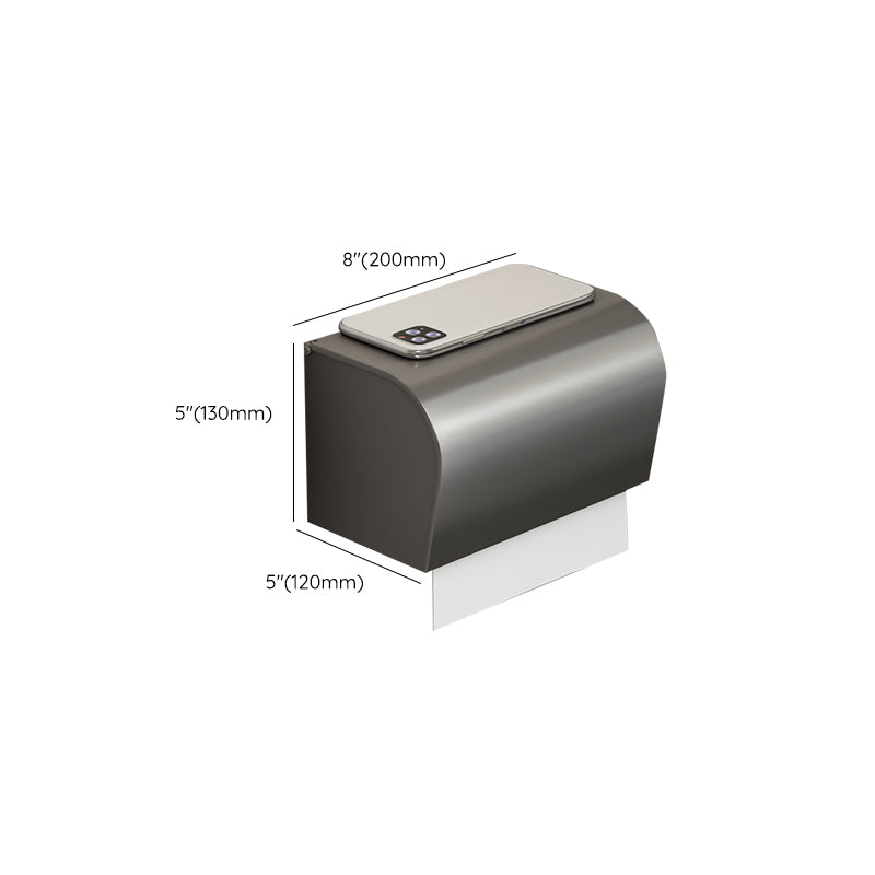 Gray Contemporary Bathroom Accessory Set Bath Shelf/Towel Bar & Robe Hooks Included Clearhalo 'Bathroom Hardware Sets' 'Bathroom Hardware' 'Bathroom Remodel & Bathroom Fixtures' 'bathroom_hardware_sets' 'Home Improvement' 'home_improvement' 'home_improvement_bathroom_hardware_sets' 6882124