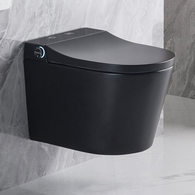 Modern Elongated Wall Hung Toilet Set with Remote Control Included Black Clearhalo 'Bathroom Remodel & Bathroom Fixtures' 'Bidets' 'Home Improvement' 'home_improvement' 'home_improvement_bidets' 'Toilets & Bidets' 6887368