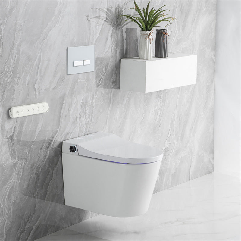 Modern Elongated Wall Hung Toilet Set with Remote Control Included Clearhalo 'Bathroom Remodel & Bathroom Fixtures' 'Bidets' 'Home Improvement' 'home_improvement' 'home_improvement_bidets' 'Toilets & Bidets' 6887380