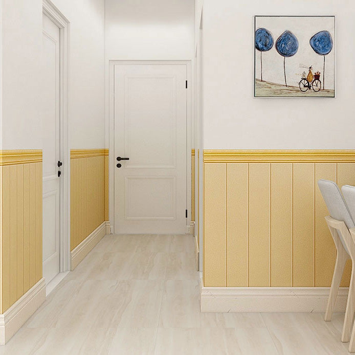 Plastic Wainscoting Peel and Stick Wainscoting with Waterproof Gold 0.31" Clearhalo 'Flooring 'Home Improvement' 'home_improvement' 'home_improvement_wall_paneling' 'Wall Paneling' 'wall_paneling' 'Walls & Ceilings' Walls and Ceiling' 6887627