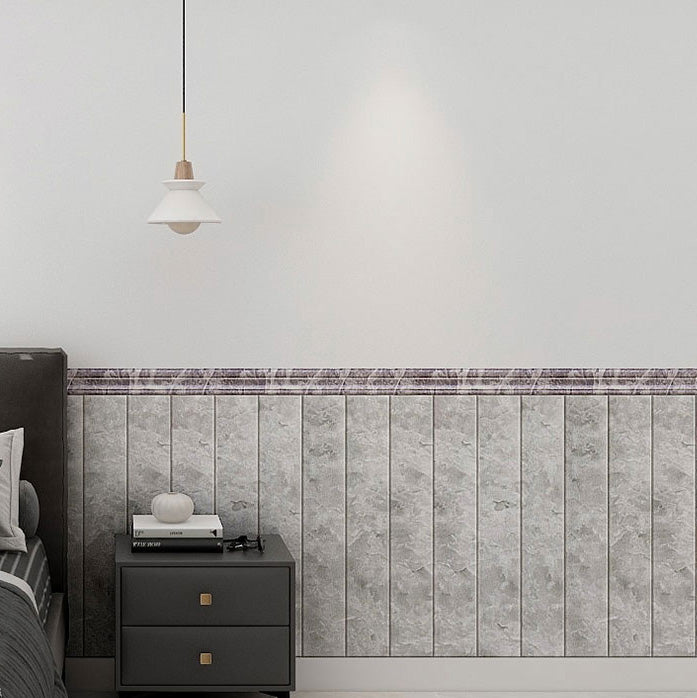 Plastic Wainscoting Peel and Stick Wainscoting with Waterproof Gray-White 0.31" Clearhalo 'Flooring 'Home Improvement' 'home_improvement' 'home_improvement_wall_paneling' 'Wall Paneling' 'wall_paneling' 'Walls & Ceilings' Walls and Ceiling' 6887637